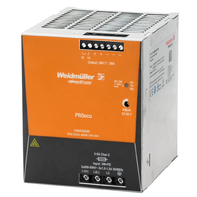 480vac 3 ph to 24v 20amp Power Supply
