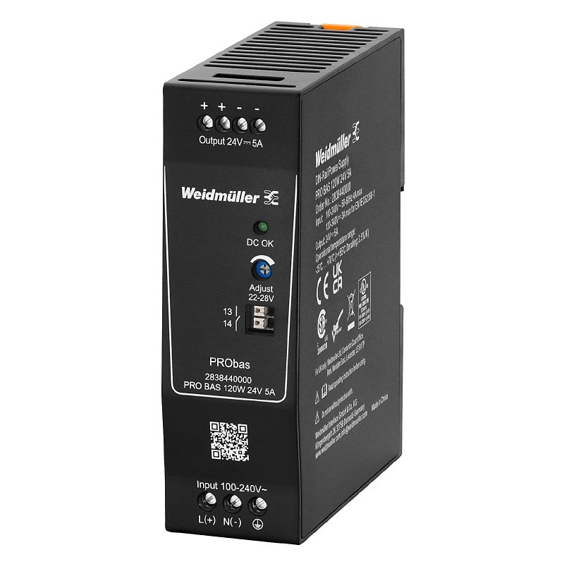 120/240vac 1 ph to 24v 5amp Power Supply